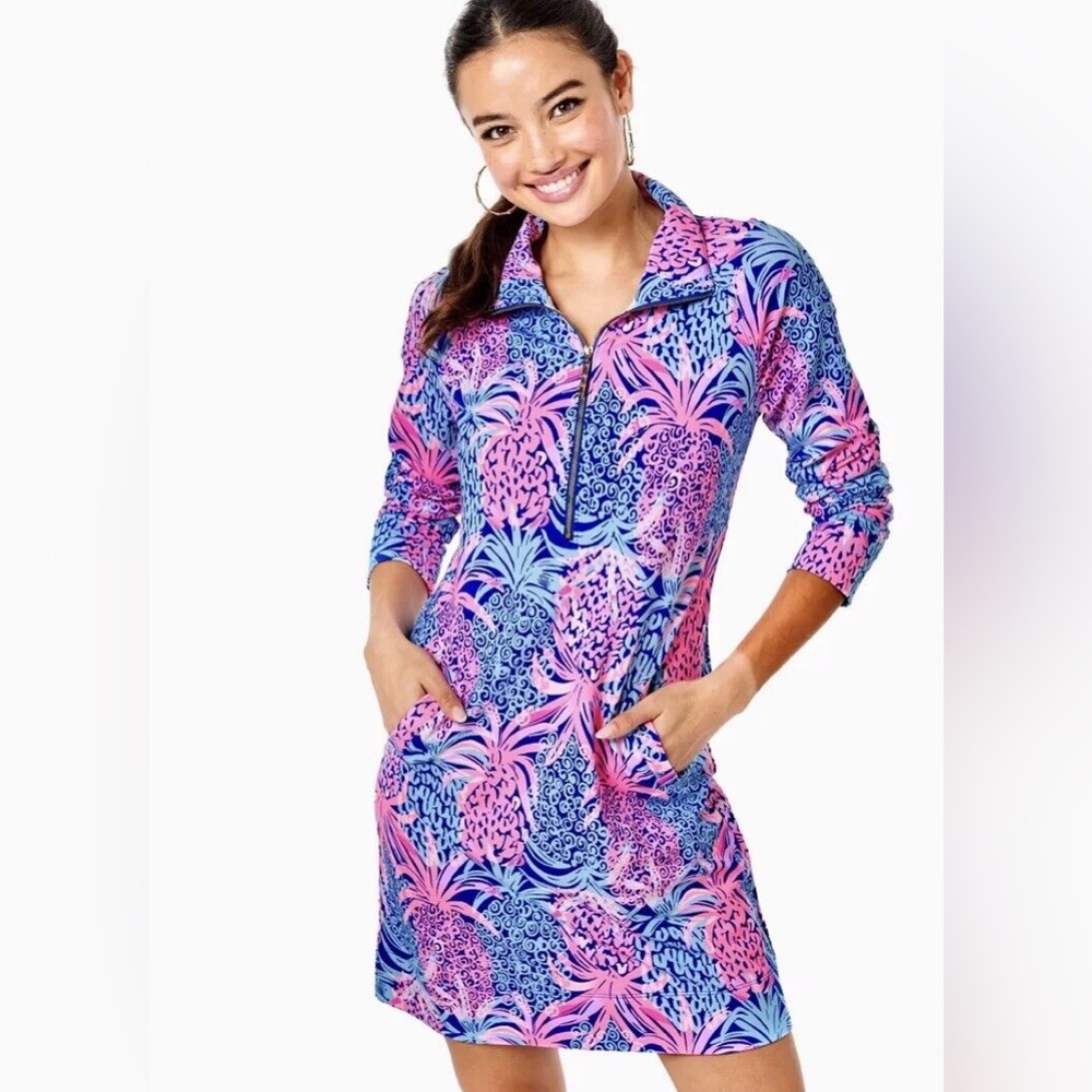 Lilly Pulitzer UPF 50+ Skipper Dress in ‘Borealis Blue Tropic Down Low’ - Sz XXS